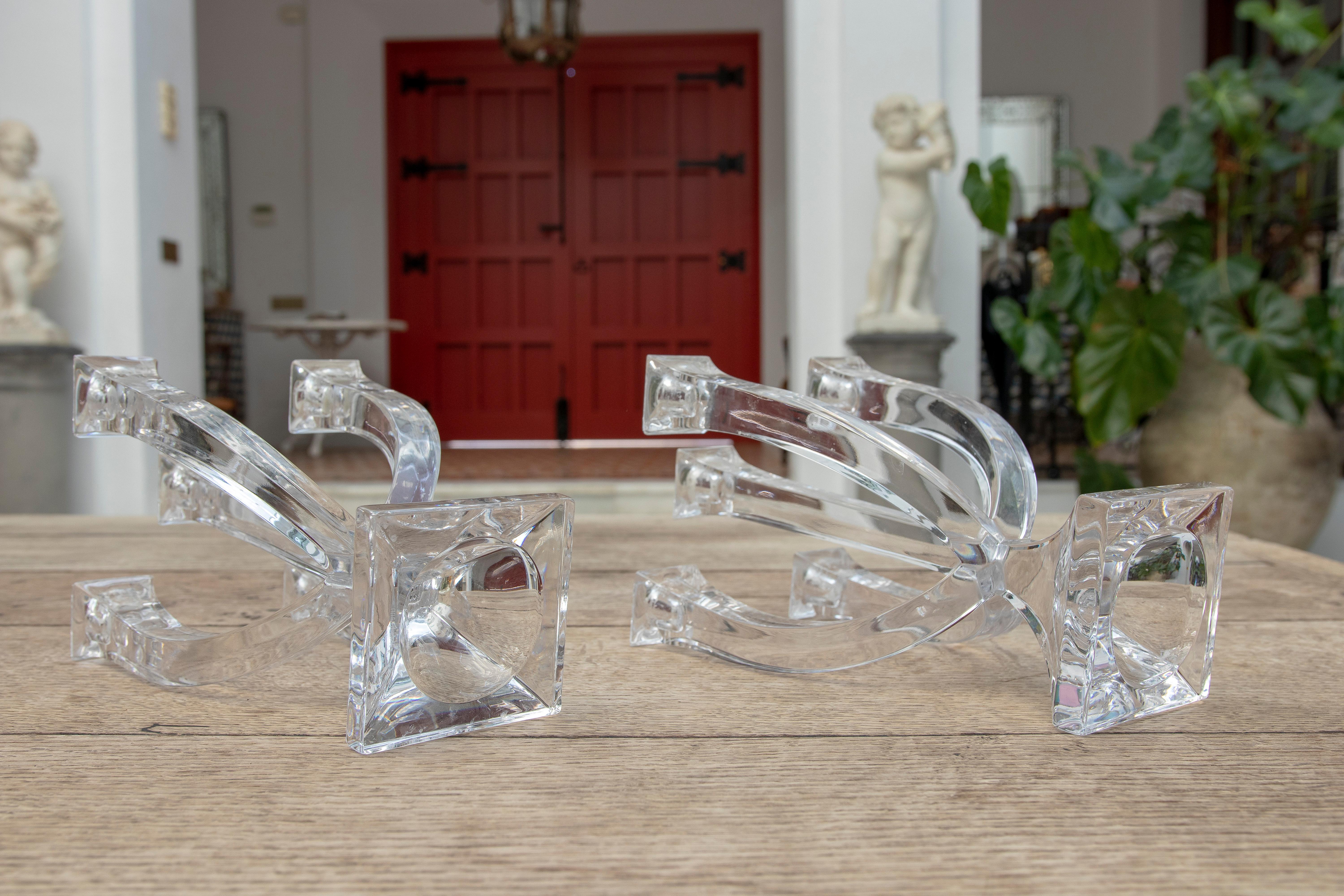 Spanish 1970s Pair of Crystal Candlesticks with Five Arms Each For Sale