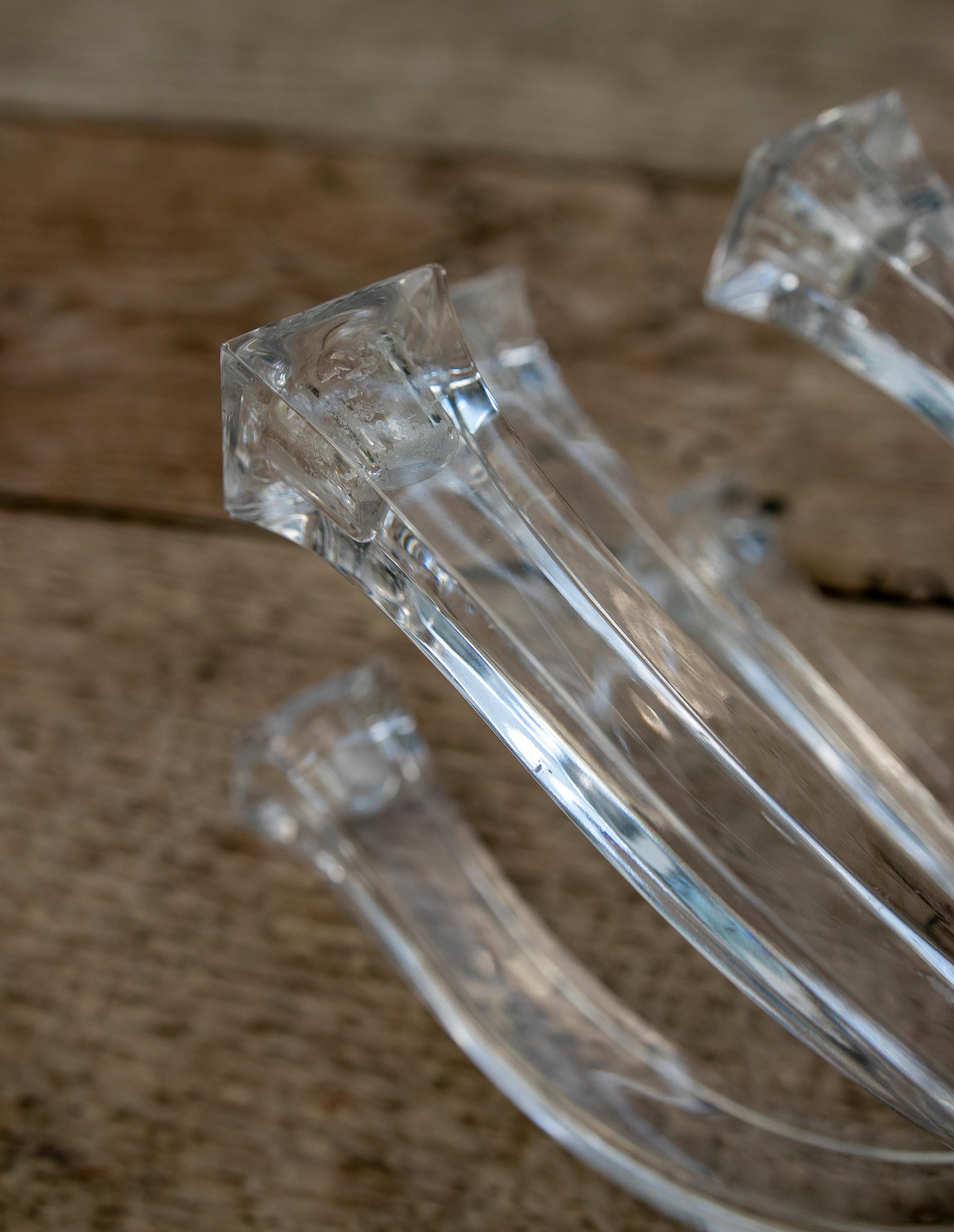 1970s Pair of Crystal Candlesticks with Five Arms Each In Good Condition For Sale In Marbella, ES