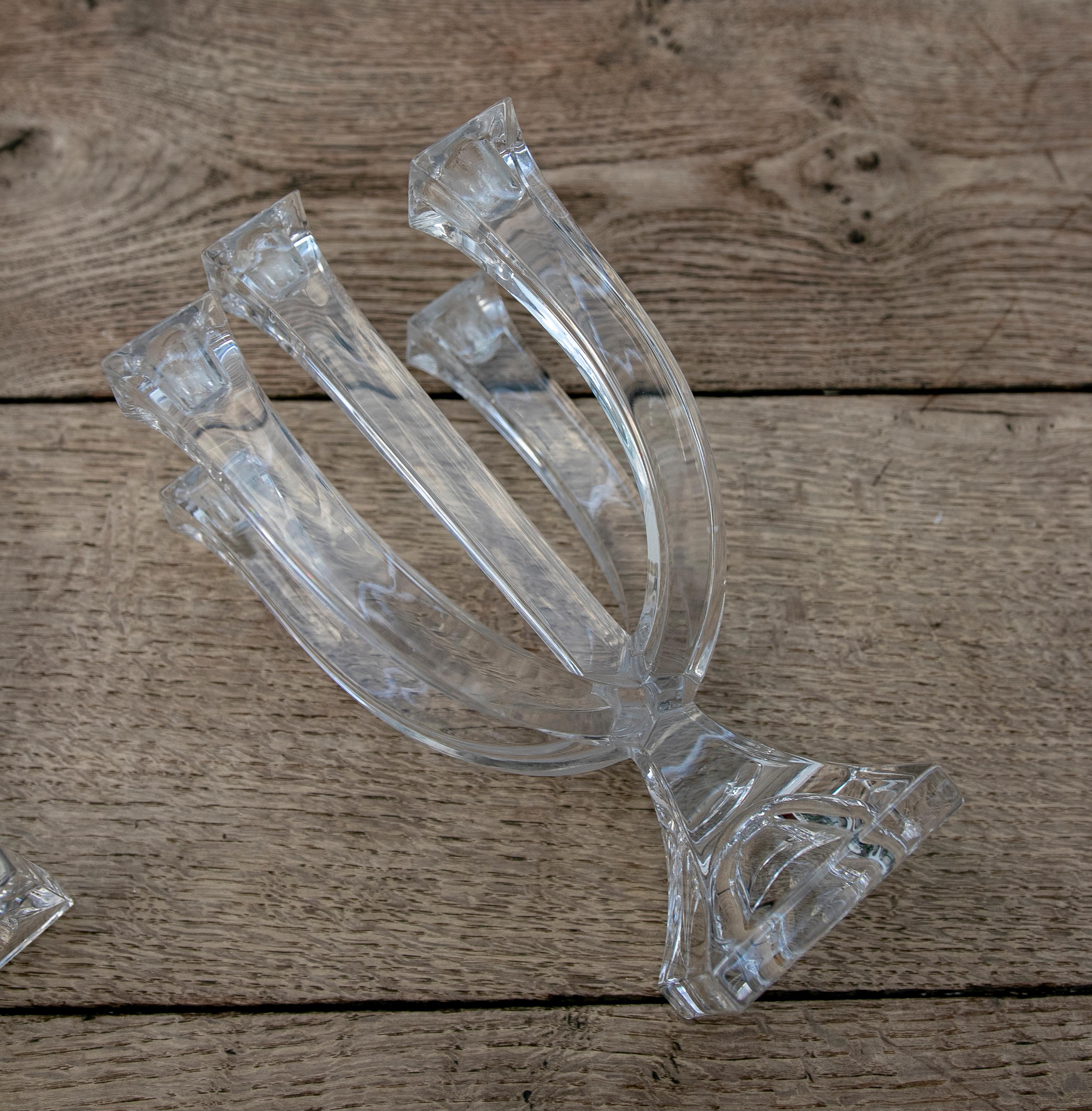 1970s Pair of Crystal Candlesticks with Five Arms Each For Sale 1