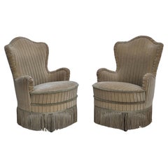 1970s, pair of Danish armchairs, original condition, green furniture velour.