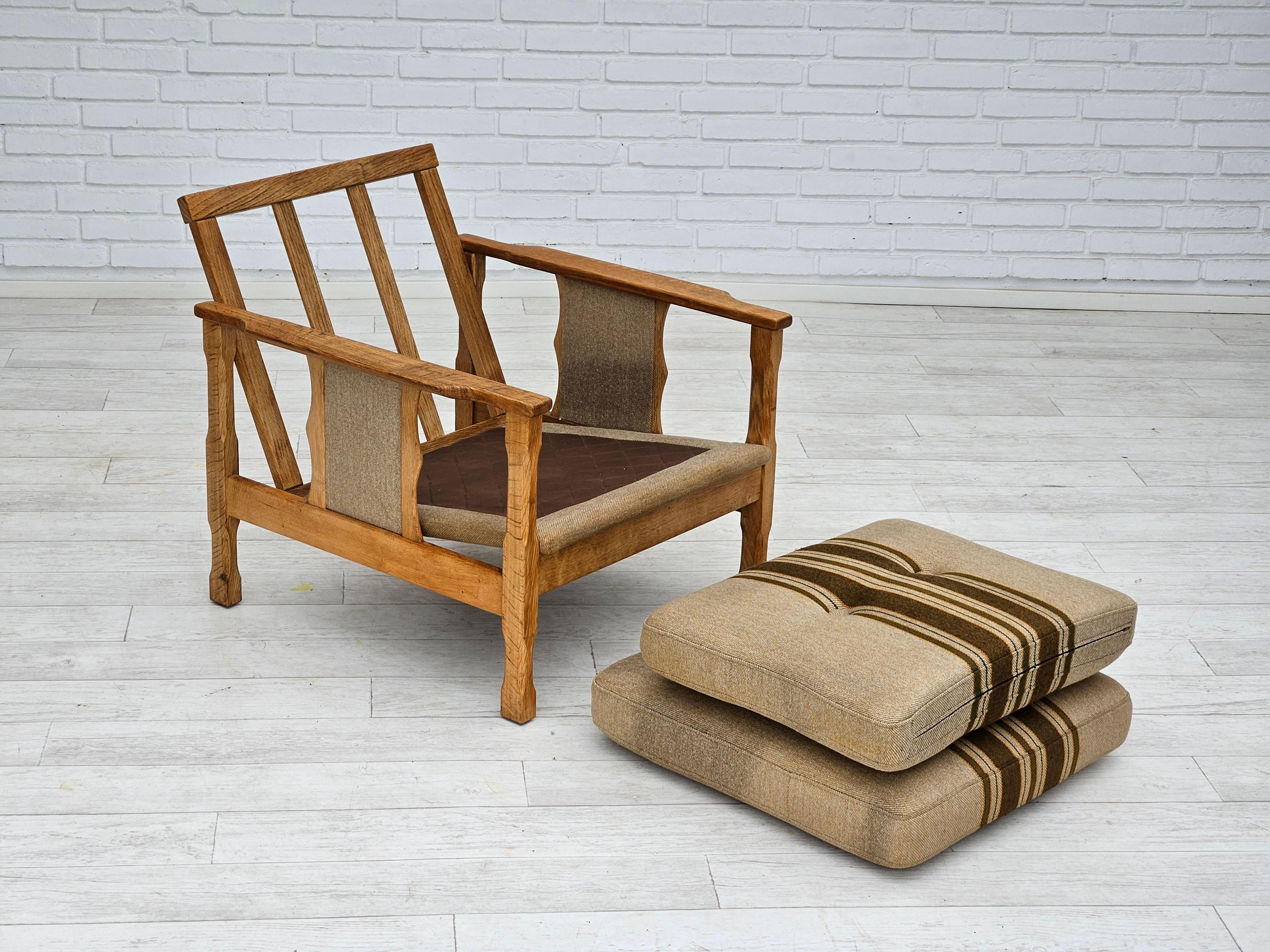 1970er Jahre, Paar dänische Sessel, originaler sehr guter Zustand, Wolle, OAK. im Angebot 6
