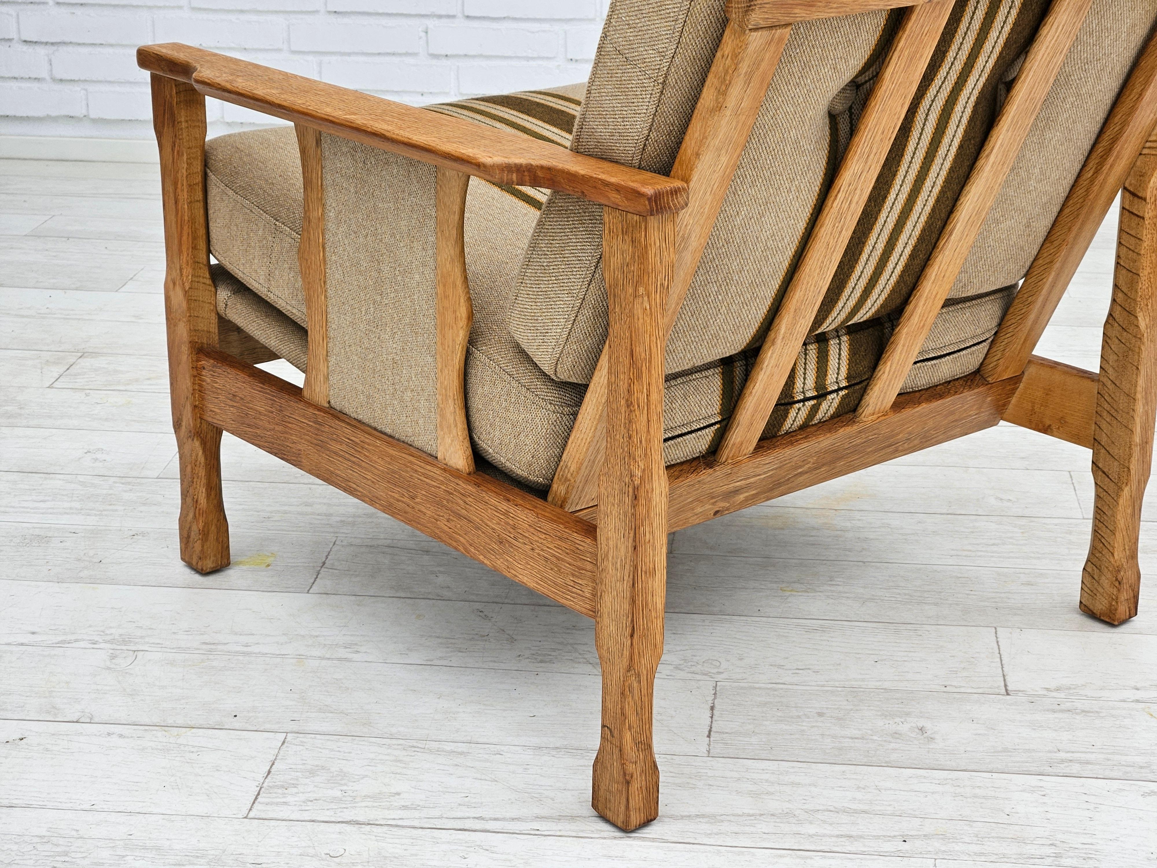 1970, paire de chaises longues danoises, très bon état d'origine, laine, chêne. en vente 9