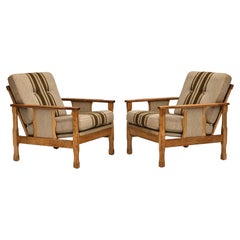 Vintage 1970s, pair of Danish lounge chairs, original very good condition, wool, oak.