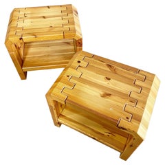1970s Pair of Danish Modern Pine Side Tables or Nightstands
