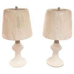 1970s Pair of Danish Opal Glass Desk Lamps by Royal Copenhagen