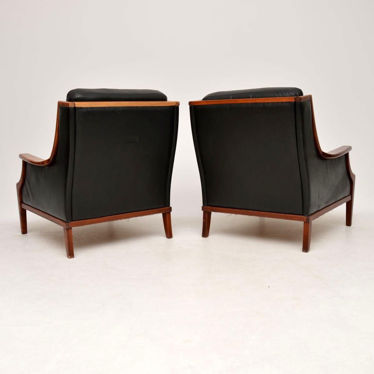 1970s Pair of Danish Vintage Leather Armchairs 5