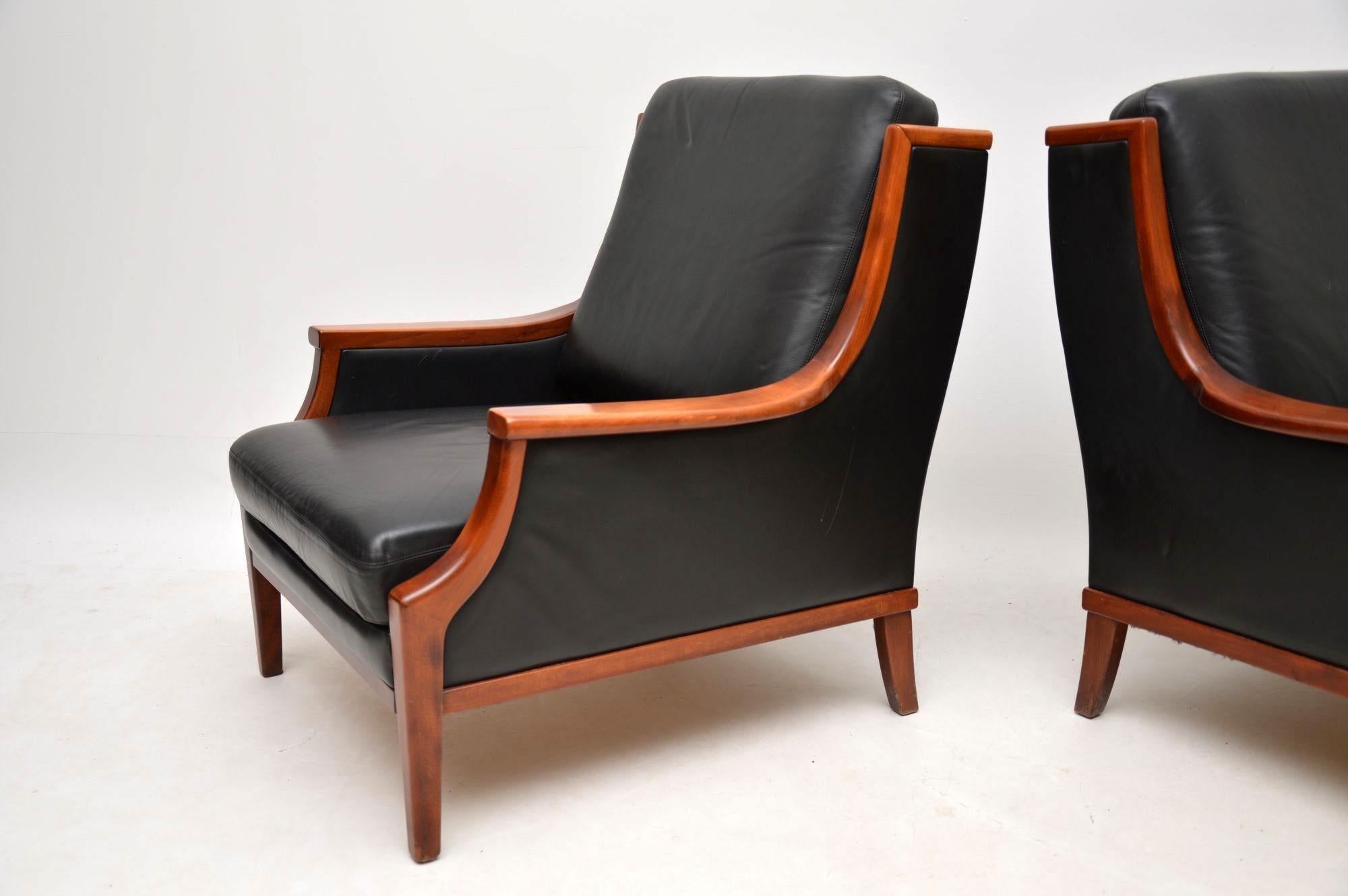1970s Pair of Danish Vintage Leather Armchairs 1