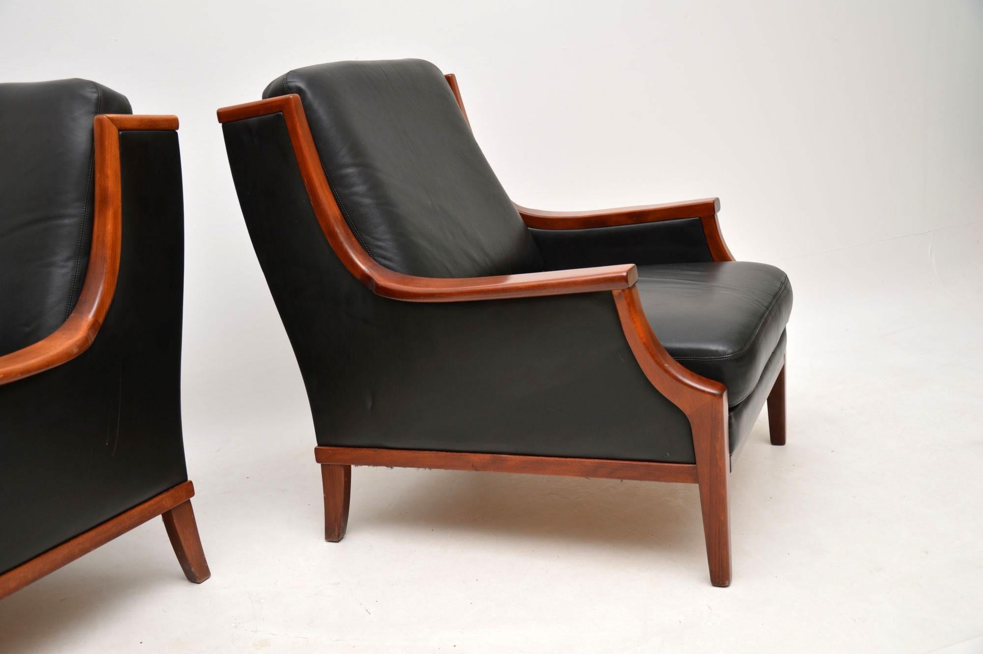 1970s Pair of Danish Vintage Leather Armchairs 3