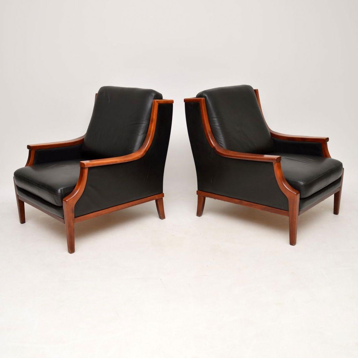 1970s Pair of Danish Vintage Leather Armchairs 4
