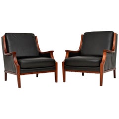 1970s Pair of Danish Vintage Leather Armchairs