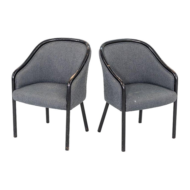 1970s Pair of Dining Arm Chairs in the style of Ward Bennett