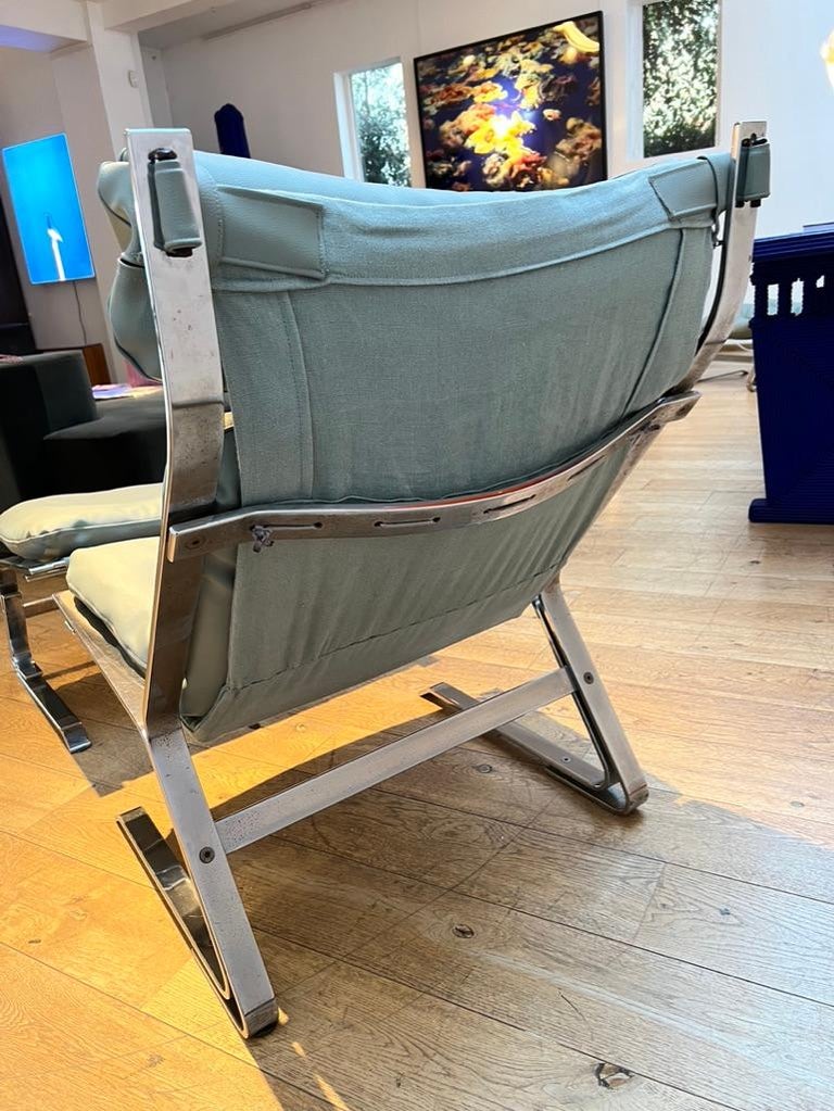 1970s Pair of Easy Chairs and Footstools, Scandinavian For Sale at 1stDibs