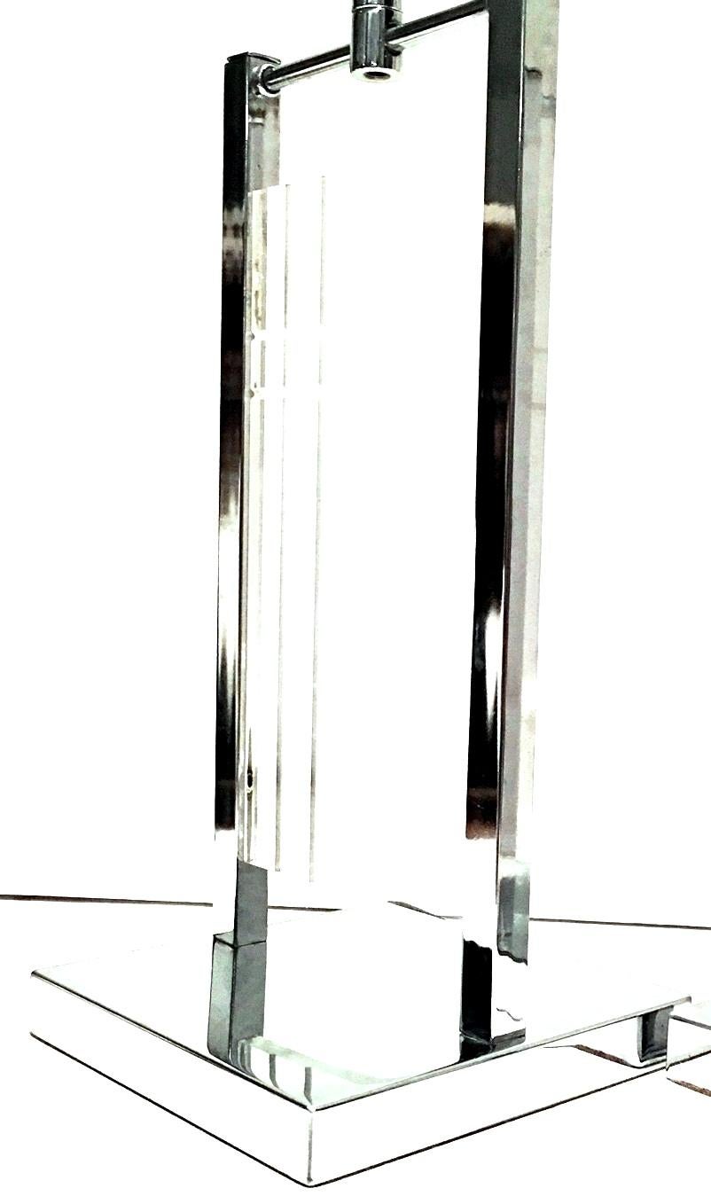 1970s Pair of Etched Lucite and Chrome Table Lamps by, George Kovacs For Sale 1