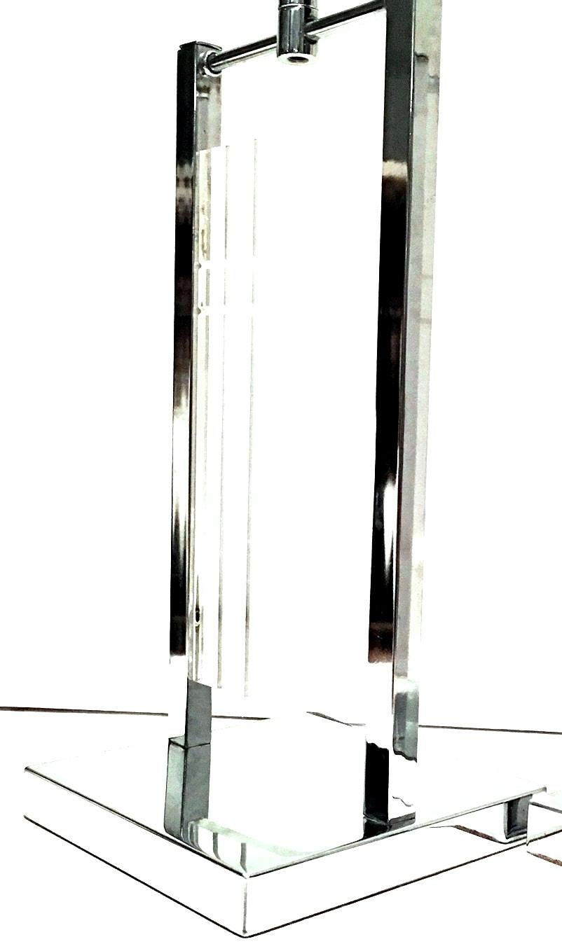 1970'S Pair of Etched Lucite & Chrome Table Lamps By, George Kovacs 1