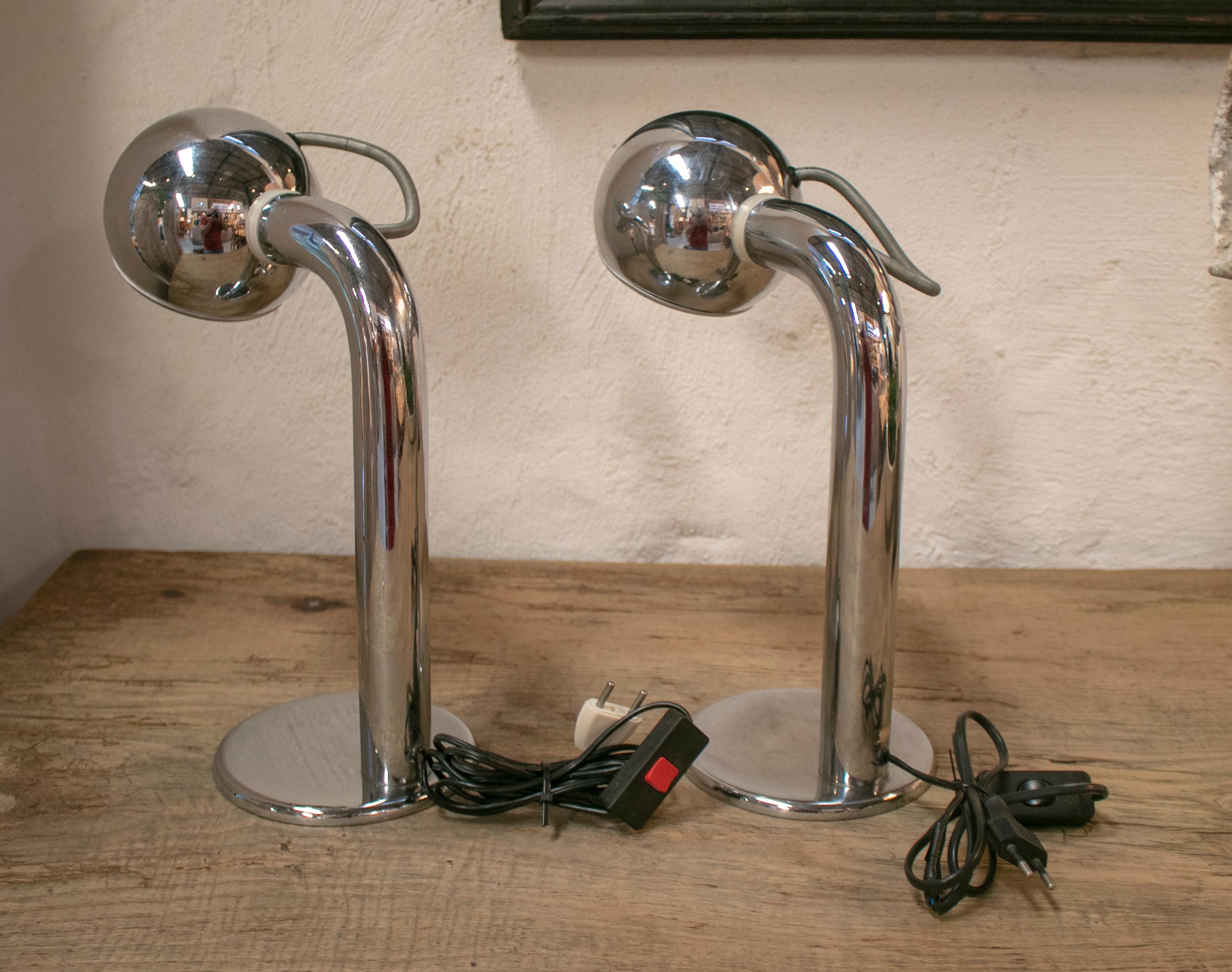 1970s Pair of Fase Stainless Steel Table Lamps 1