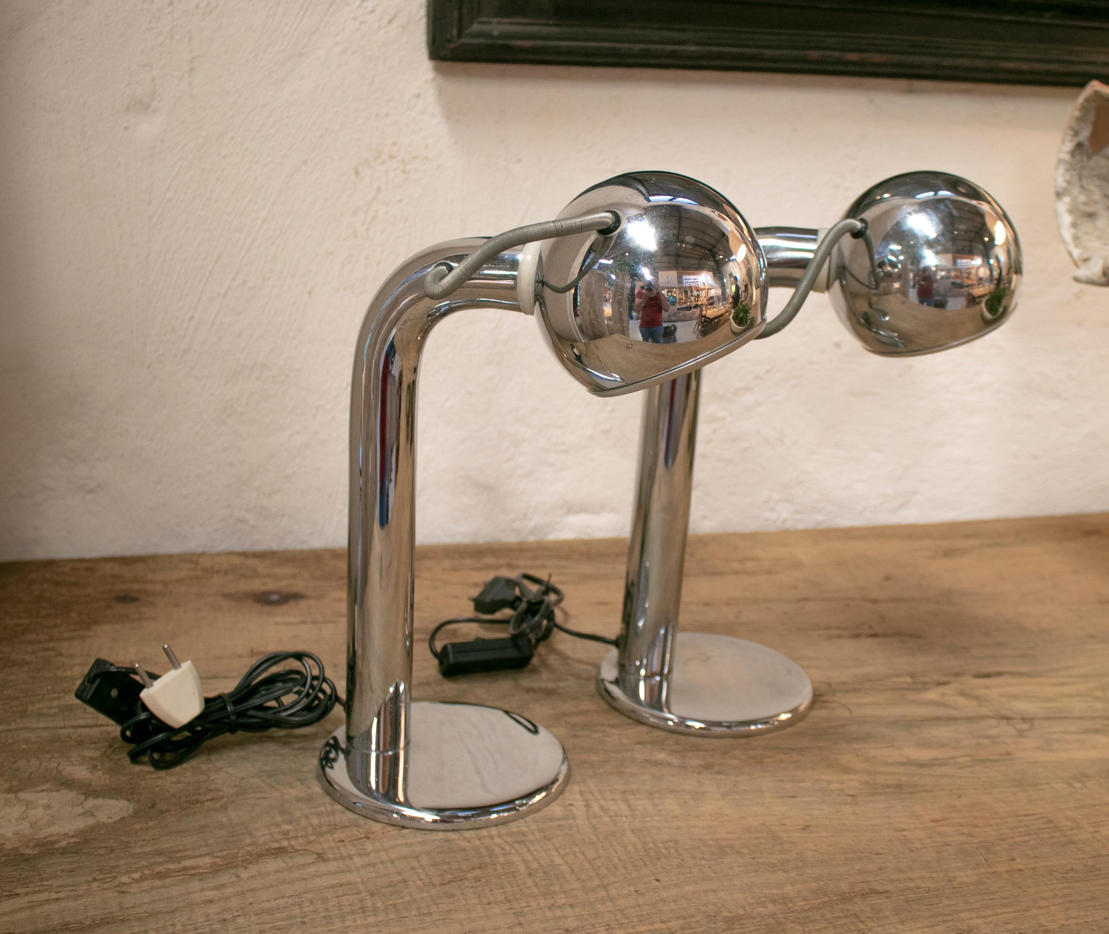 1970s Pair of Fase Stainless Steel Table Lamps 2