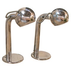 1970s Pair of Fase Stainless Steel Table Lamps