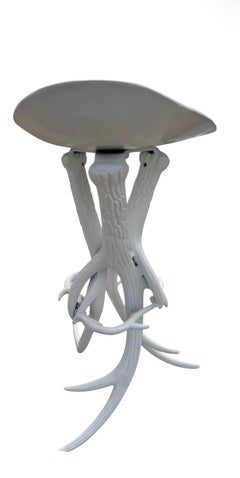 1970s Pair of Faux Antler Aluminum Stools attributed to Arthur Court