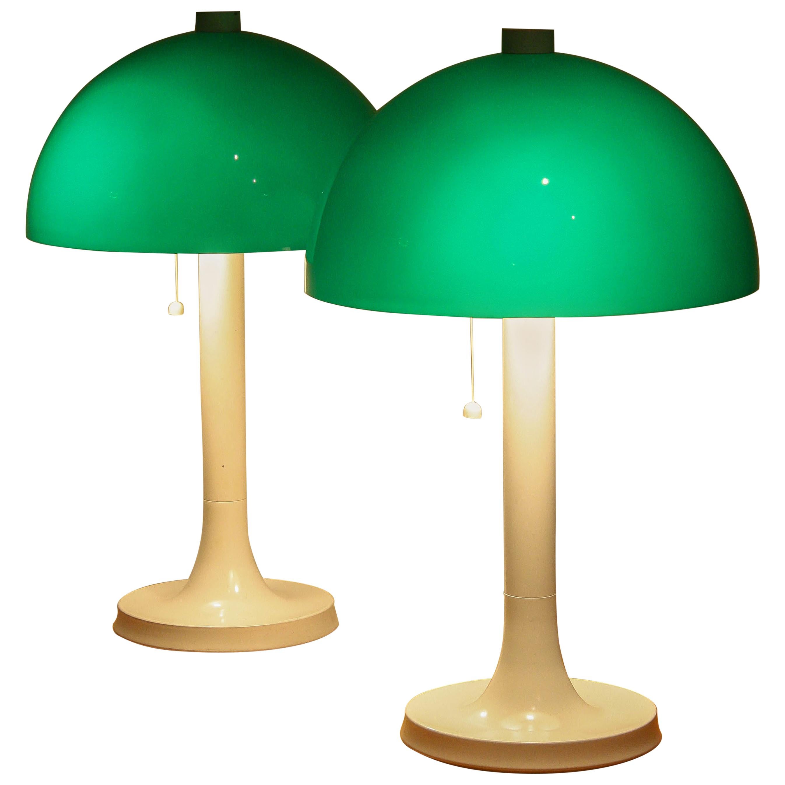 Swedish 1970s, Pair of Fiberglass Table or Desk Lamps by Falkenbergs Belysning, Sweden