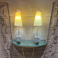 1970s French Table Lamp Pair Fleur De Lis Brass