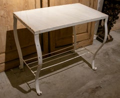 1970s Pair of French Iron Consoles with Marble Top Surface
