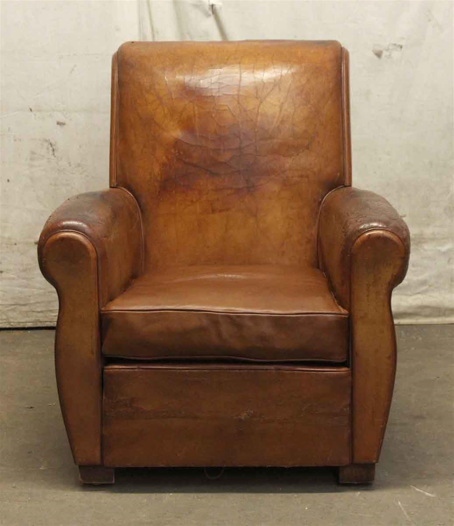1970s Pair of French Leather Club Chairs In Good Condition In New York, NY
