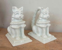 1970s Pair of French Limoges Porcelain Cats
