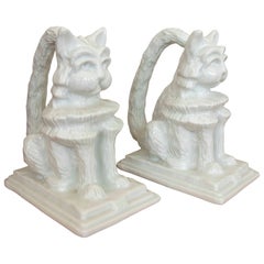 1970s Pair of French Limoges Porcelain Cats