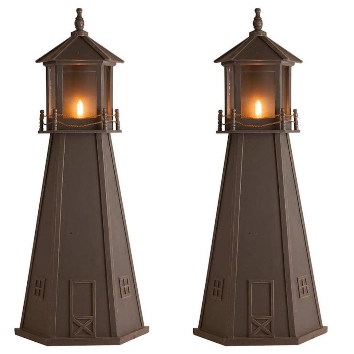 Painted 1970's Pair of French Mid-Century Lighthouse Sconces Large Scale