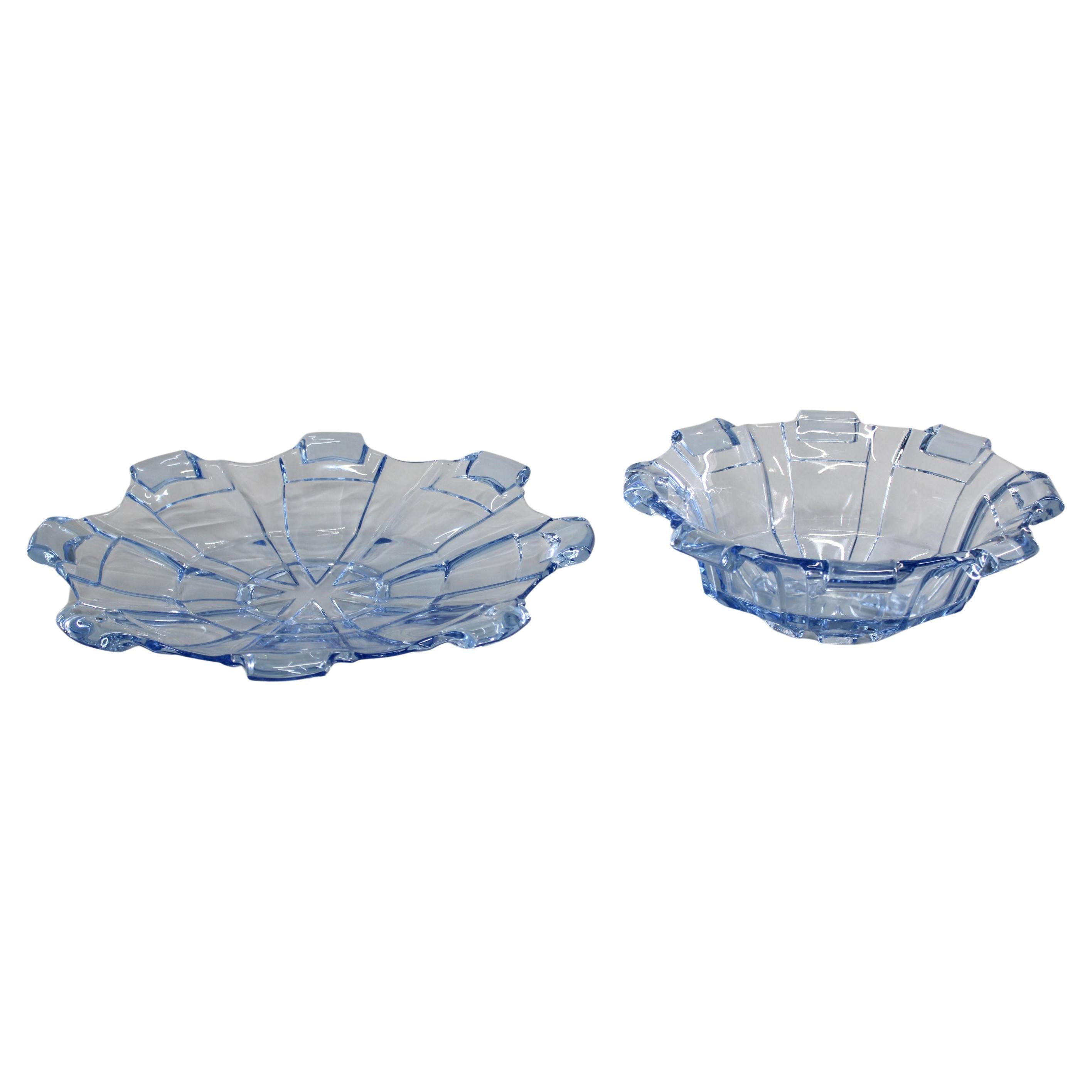 1970s pair of Glass Bowls , Czechoslovakia