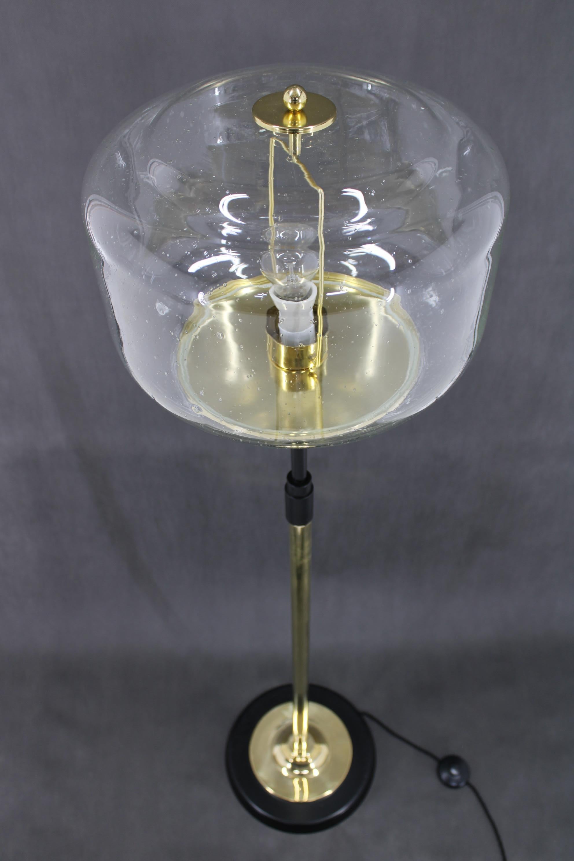 1970s Pair of Glass Brass Floor Lamps by Kamenicky Senov , Czechoslovakia For Sale 13
