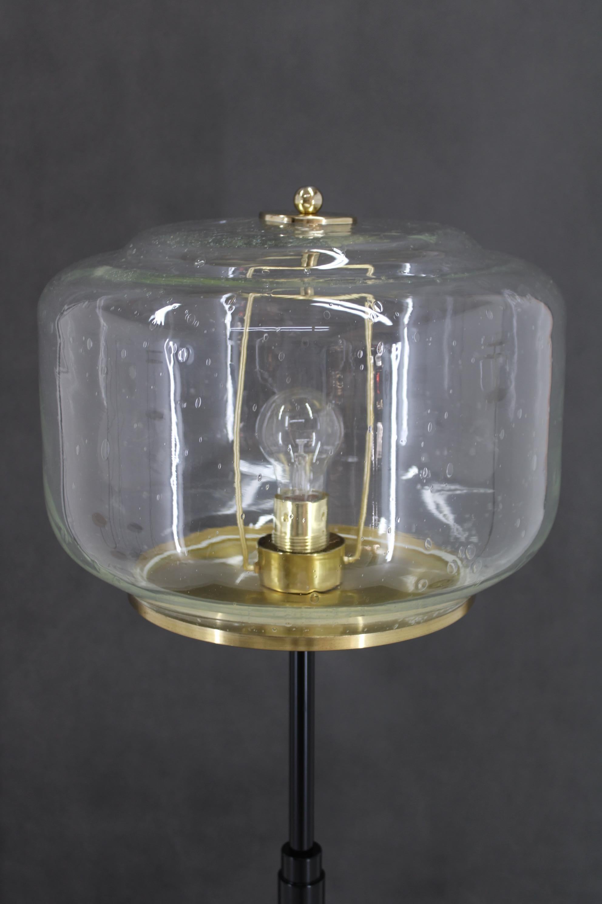 1970s Pair of Glass Brass Floor Lamps by Kamenicky Senov , Czechoslovakia In Good Condition For Sale In Praha, CZ