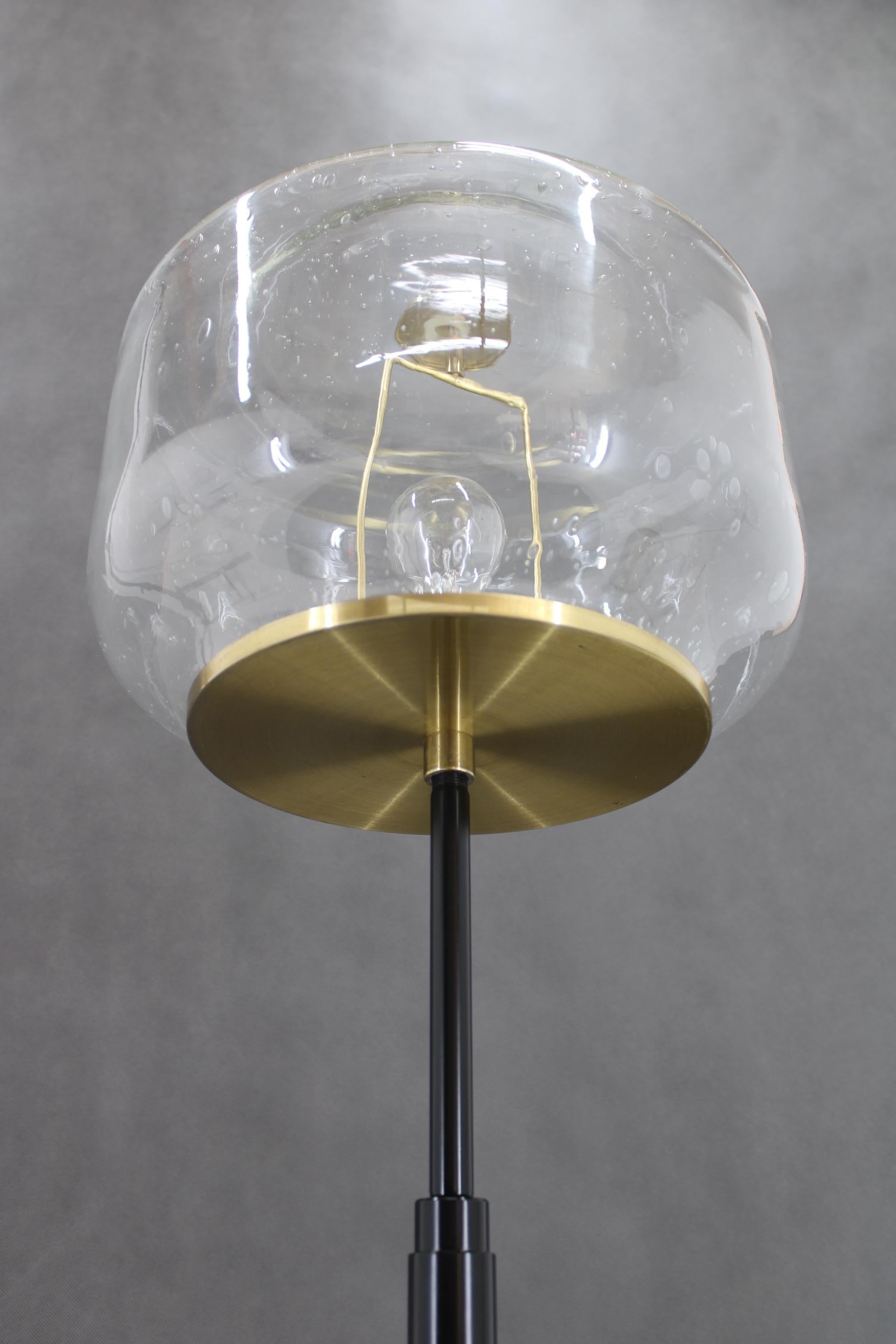 Late 20th Century 1970s Pair of Glass Brass Floor Lamps by Kamenicky Senov , Czechoslovakia For Sale