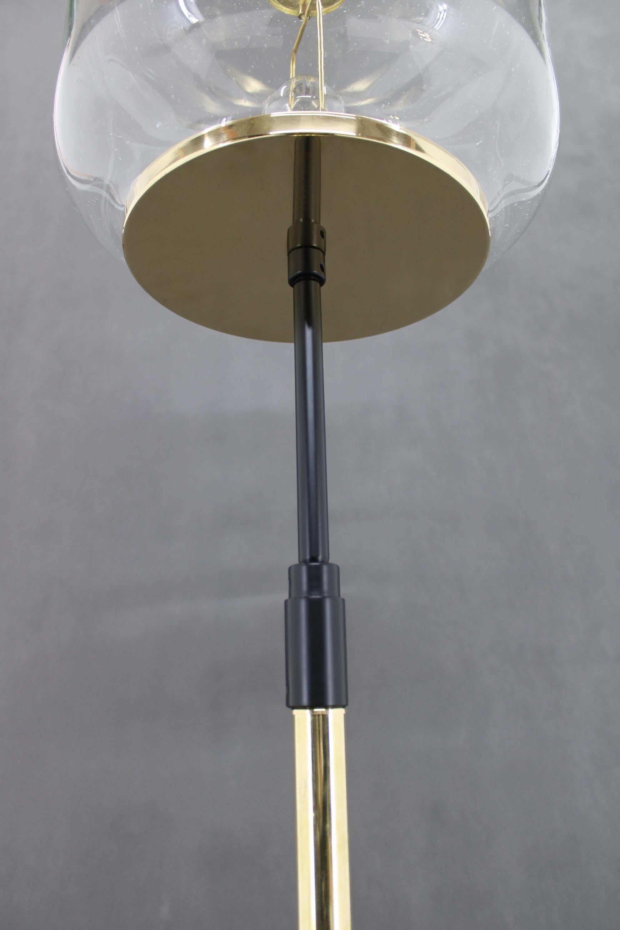 1970s Pair of Glass Brass Floor Lamps by Kamenicky Senov , Czechoslovakia For Sale 2