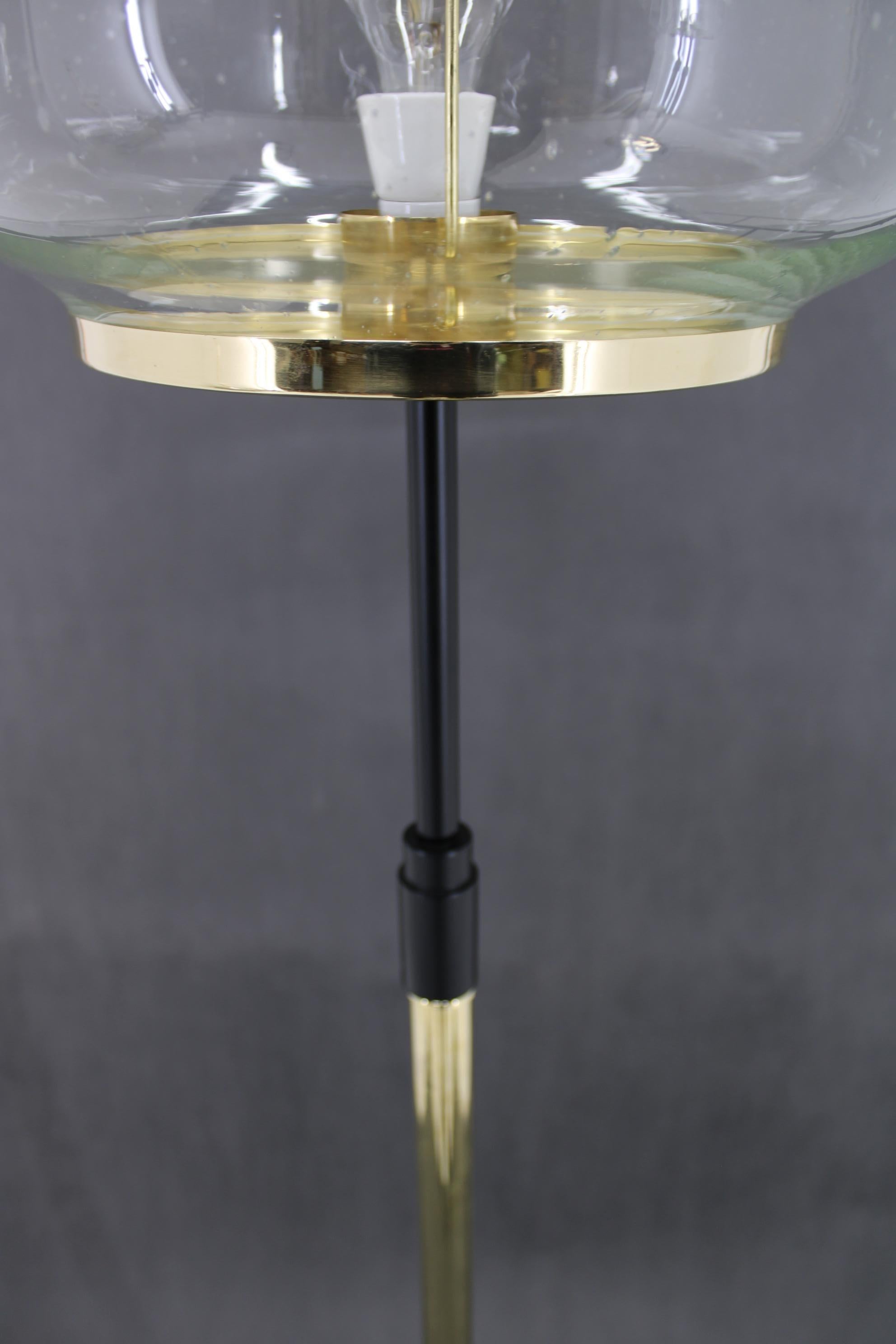 1970s Pair of Glass Brass Floor Lamps by Kamenicky Senov , Czechoslovakia For Sale 3