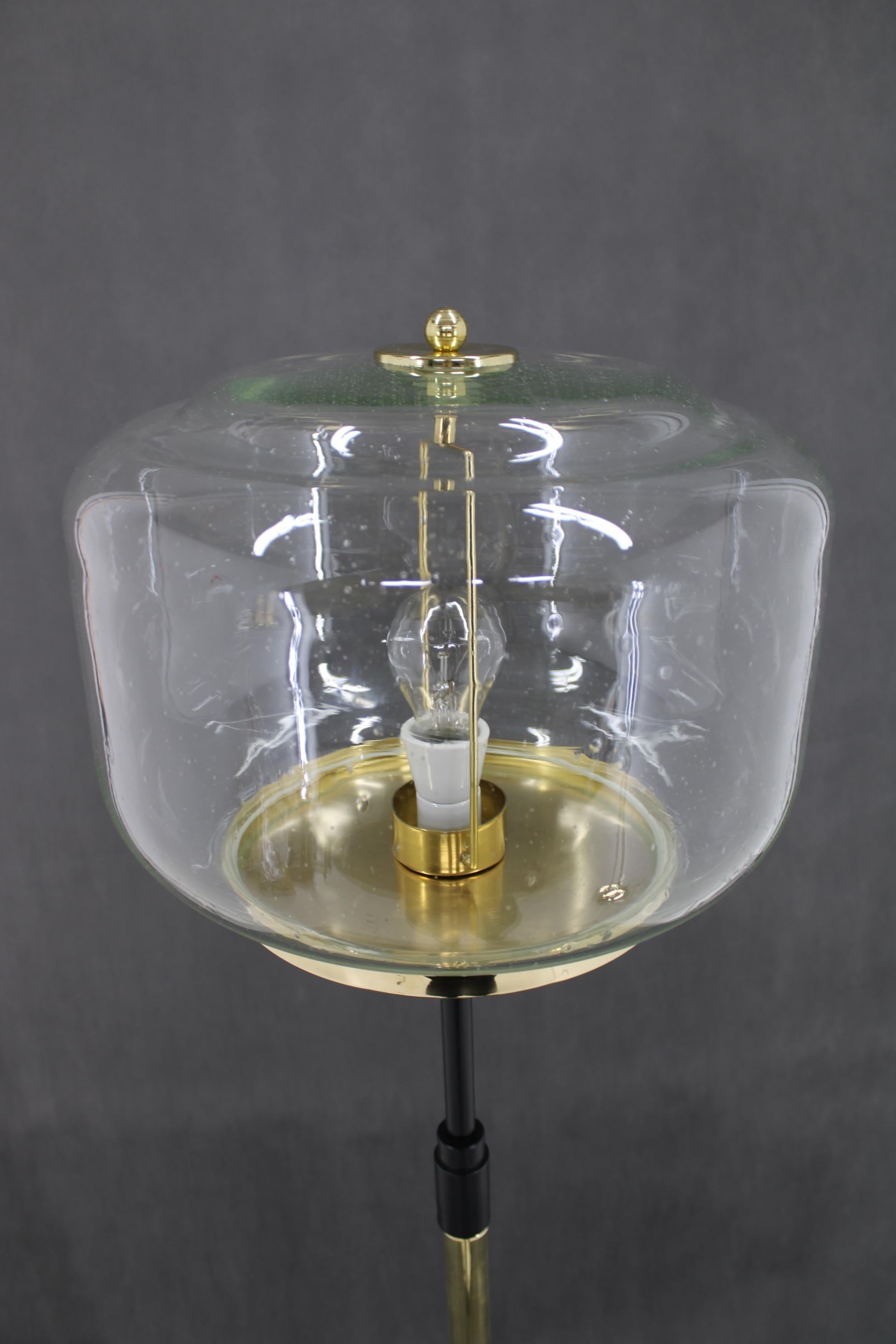 1970s Pair of Glass Brass Floor Lamps by Kamenicky Senov , Czechoslovakia For Sale 4
