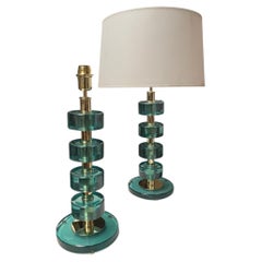 1970's Pair of Glass lamp by Fontana Arté