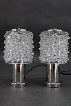 Paar Glas-Tischlampen von Kamenicky Senov, Tschechoslowakei, 1970er Jahre