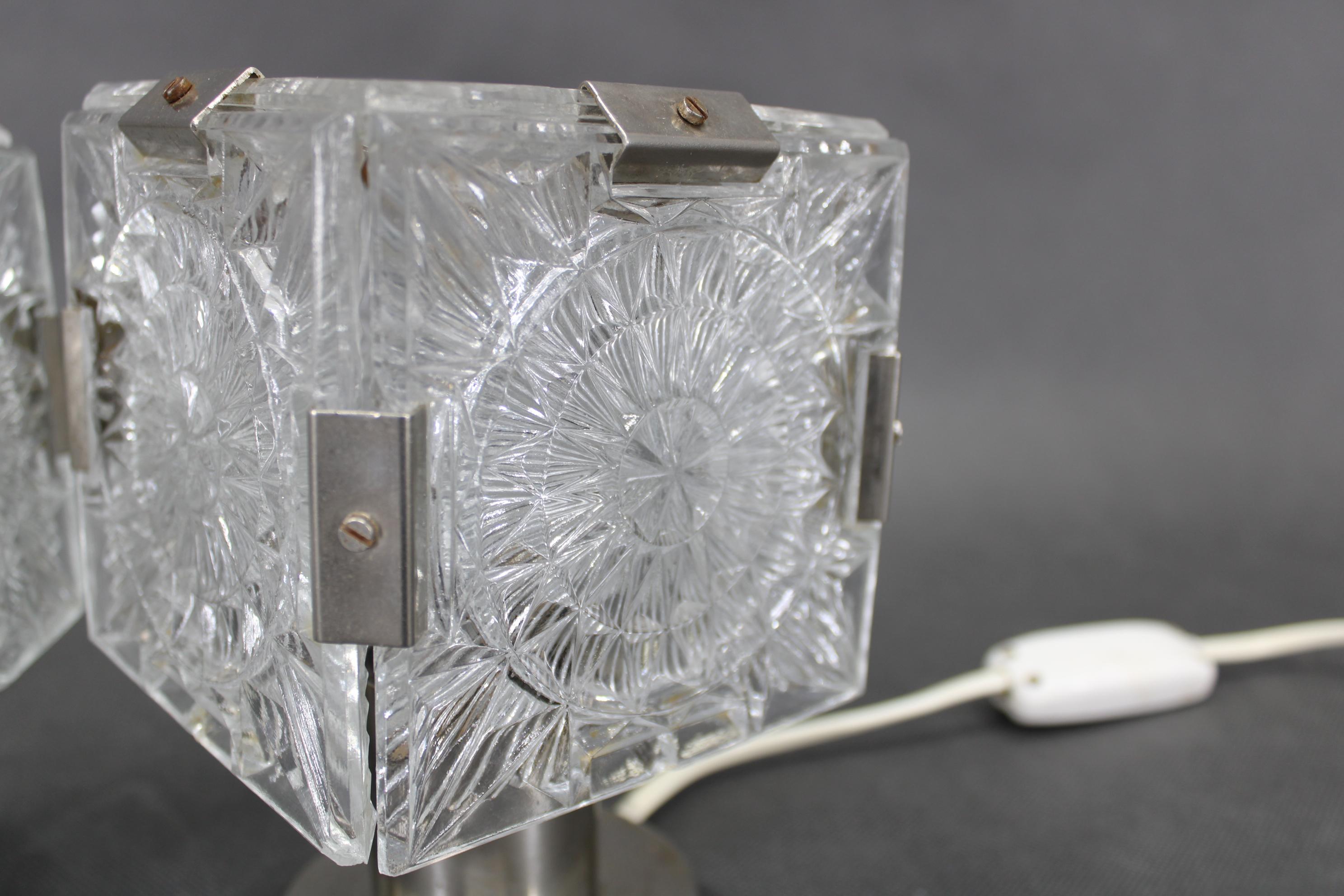 Paar Glas-Tischlampen von Kamenicky Senov, Tschechoslowakei, 1970er Jahre im Zustand „Gut“ im Angebot in Praha, CZ