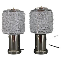 1970s Pair of Glass Table Lamps by Kamenicky Senov, Czechoslovakia-