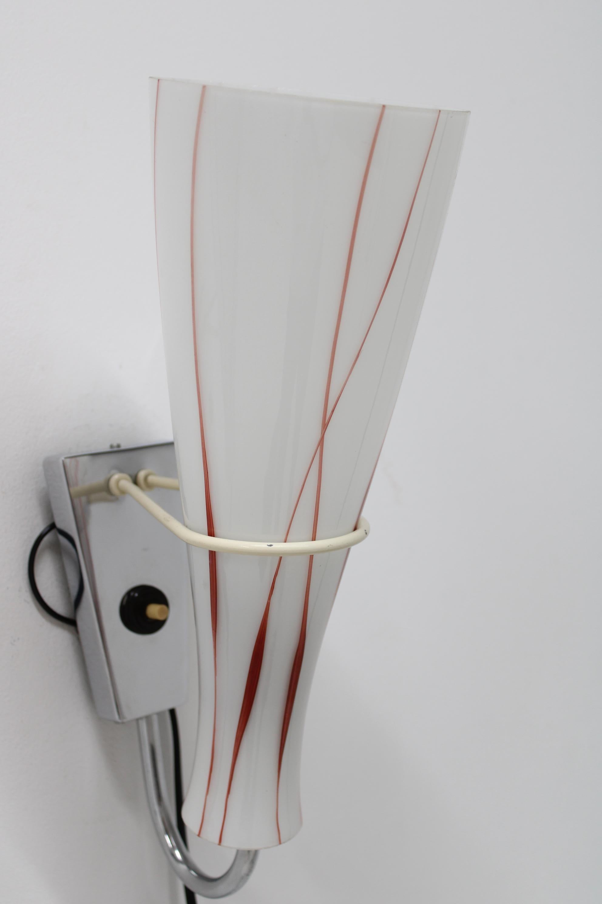 1970s Pair of Glass Wall Lamps , Czechoslovakia For Sale 1