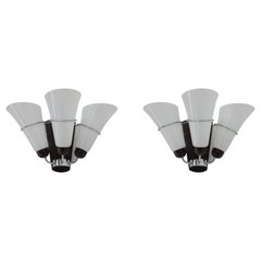 1970s Pair of Glass Wall Sconces, Czechoslovakia