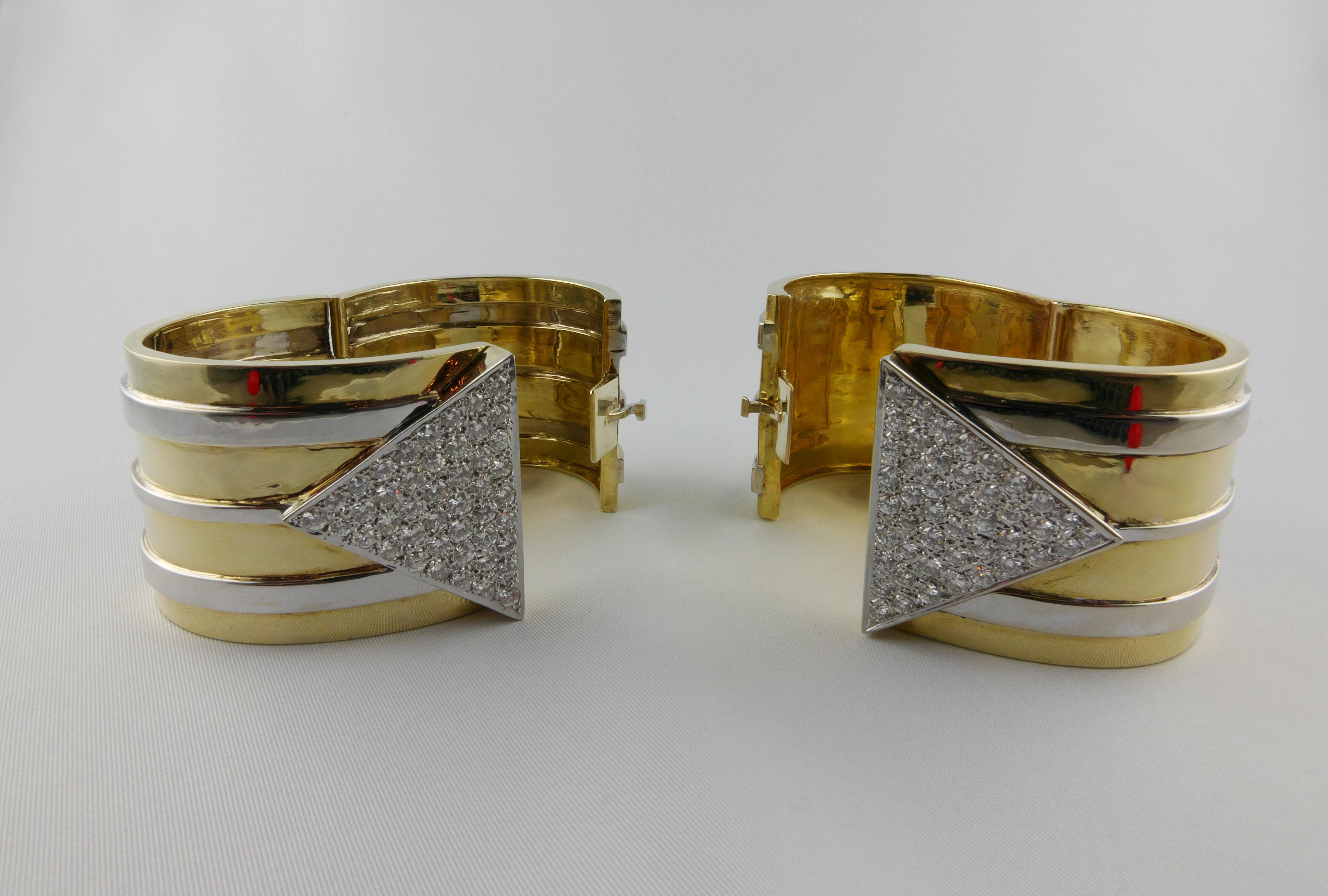 1970s Pair of Gold and Diamond Cuffs 1