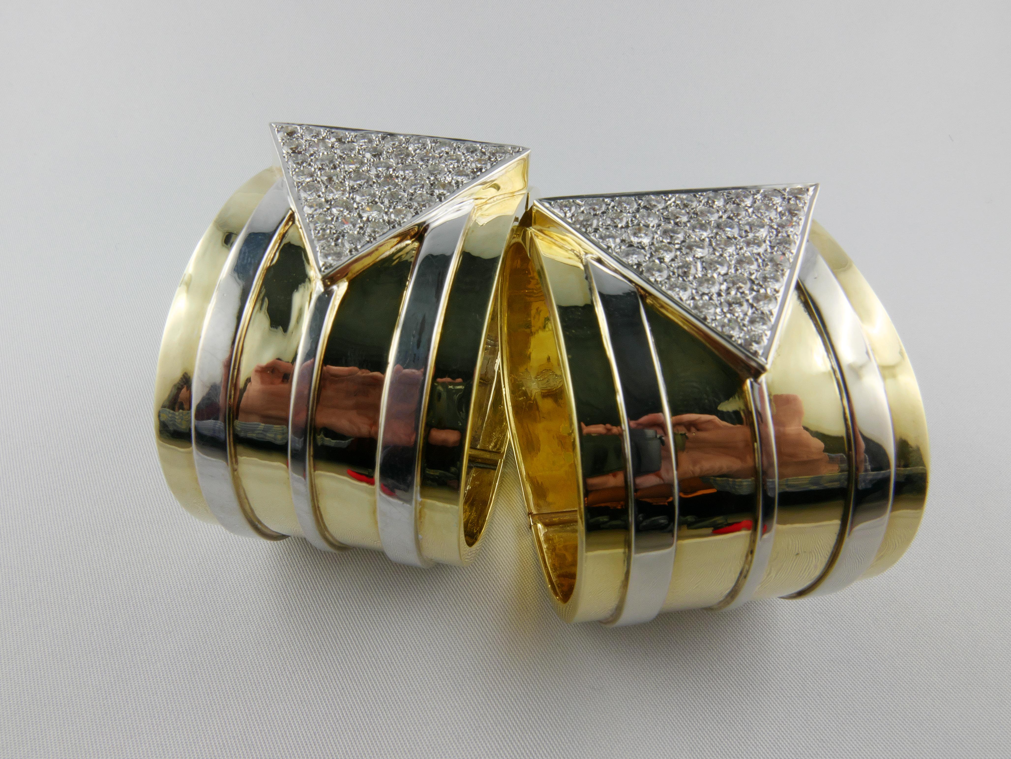 1970s Pair of Gold and Diamond Cuffs 2