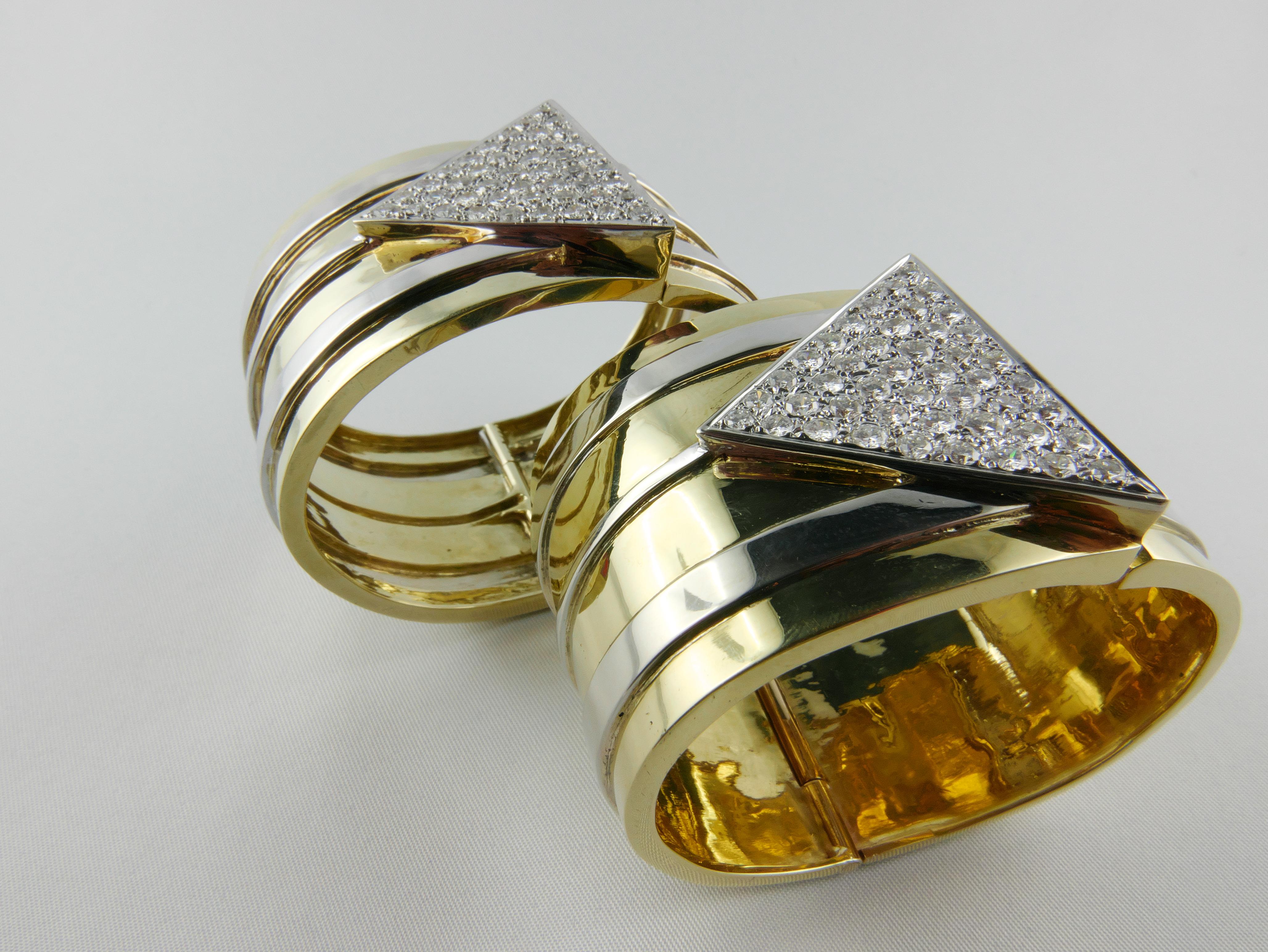 1970s Pair of Gold and Diamond Cuffs 3