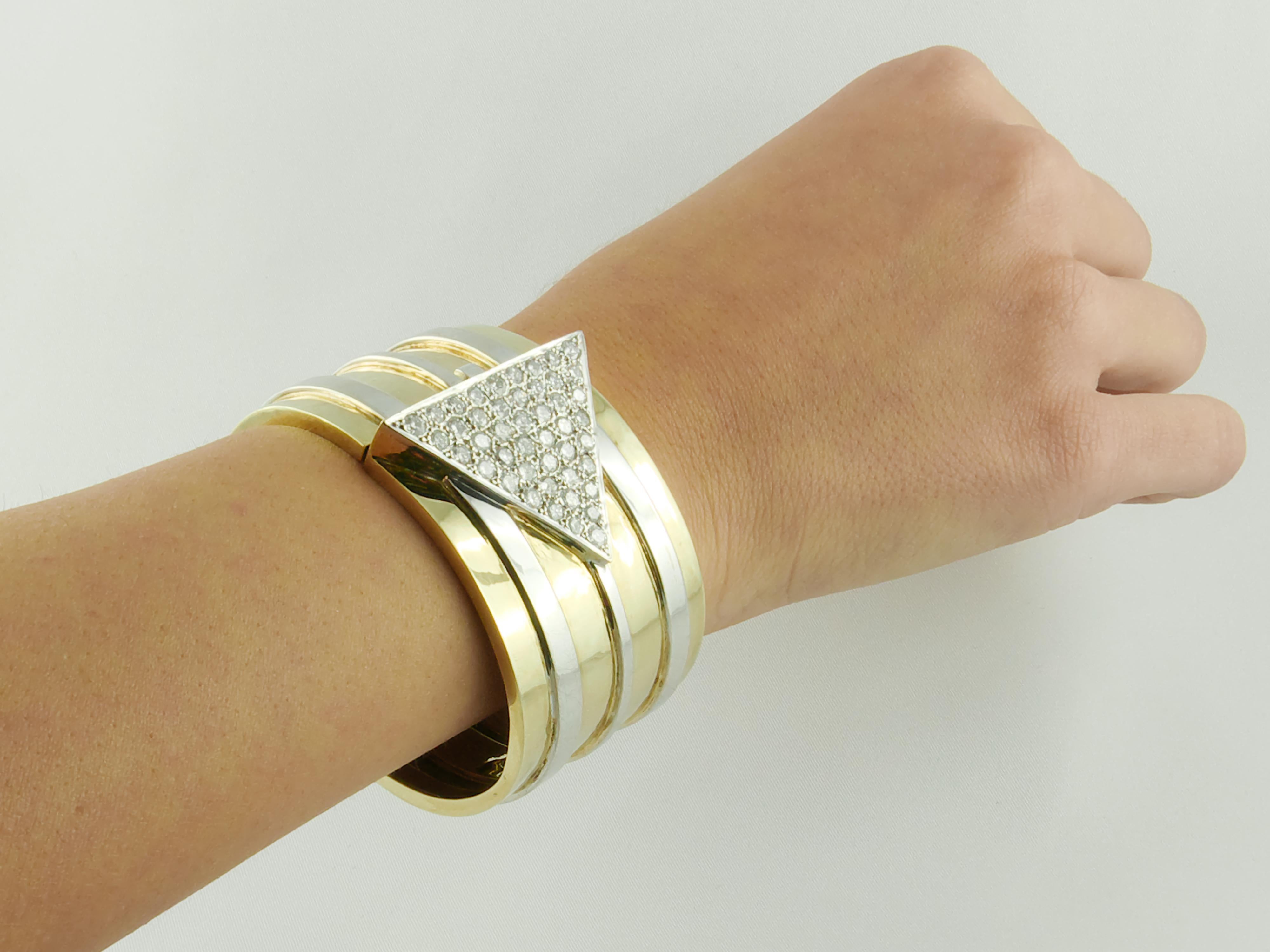 1970s Pair of Gold and Diamond Cuffs 4