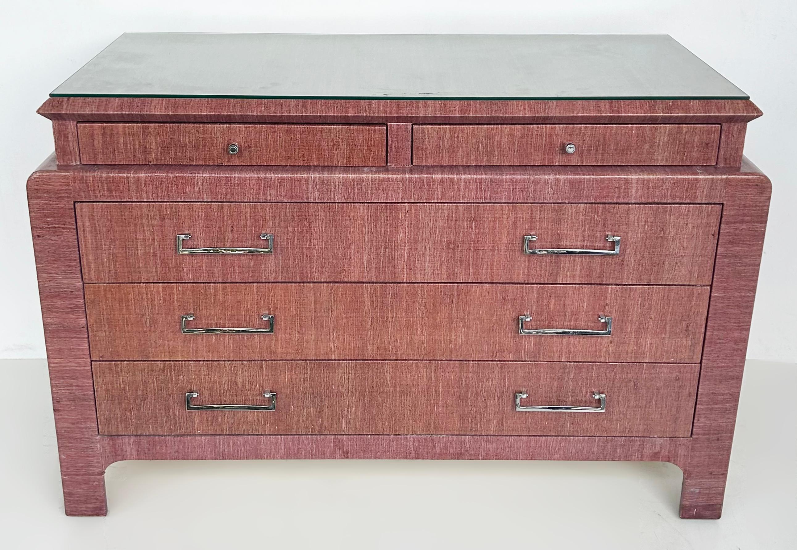 1970s Pair of Grass Cloth Clad Chests of Drawers, Harrison Van Horn In Good Condition For Sale In Miami, FL