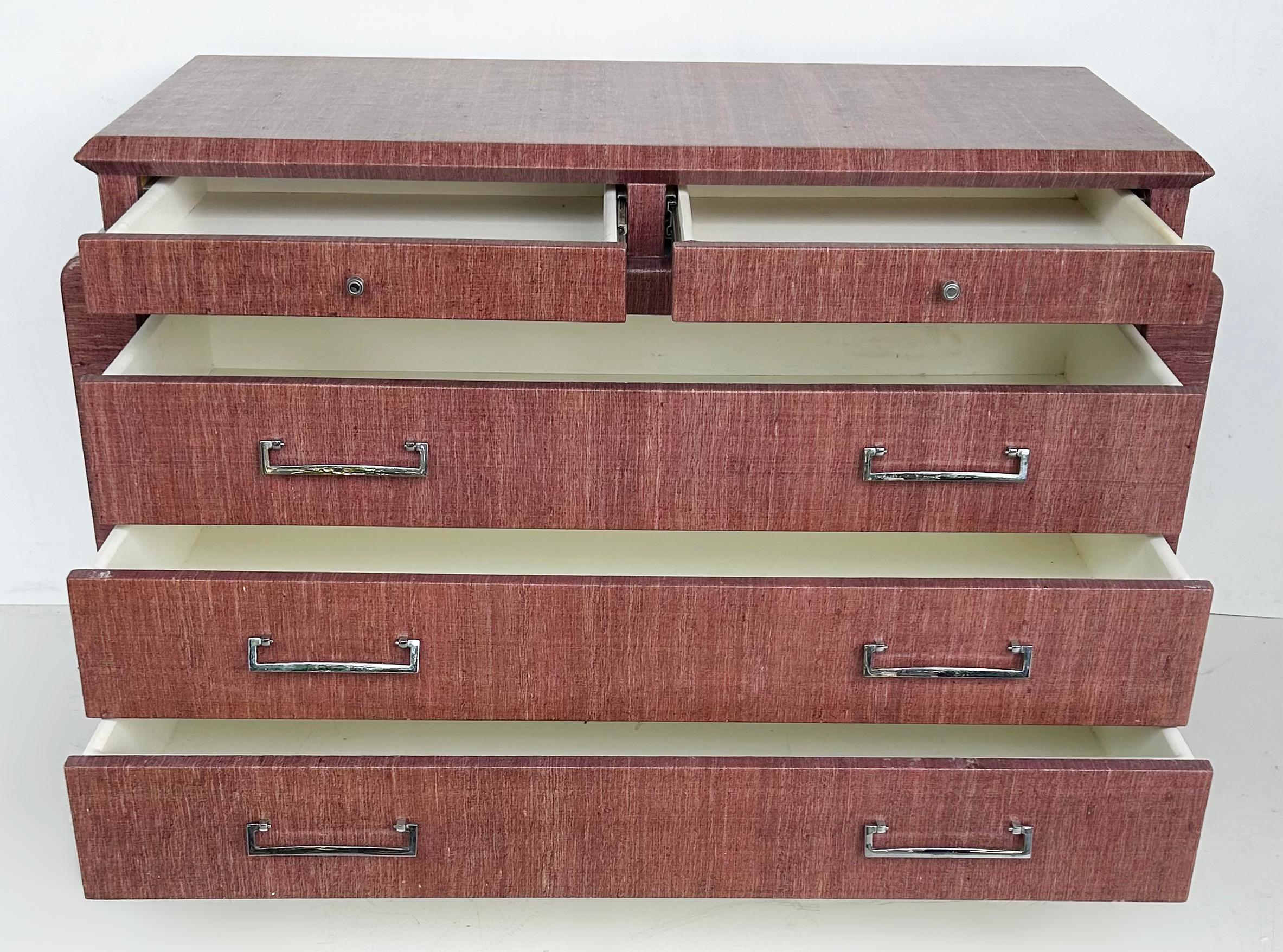 1970s Pair of Grass Cloth Clad Chests of Drawers, Harrison Van Horn For Sale 2