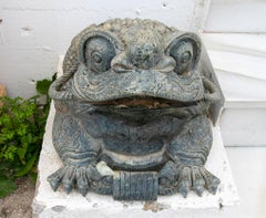 1970s Pair of Hand-Carved Green Marble Frogs