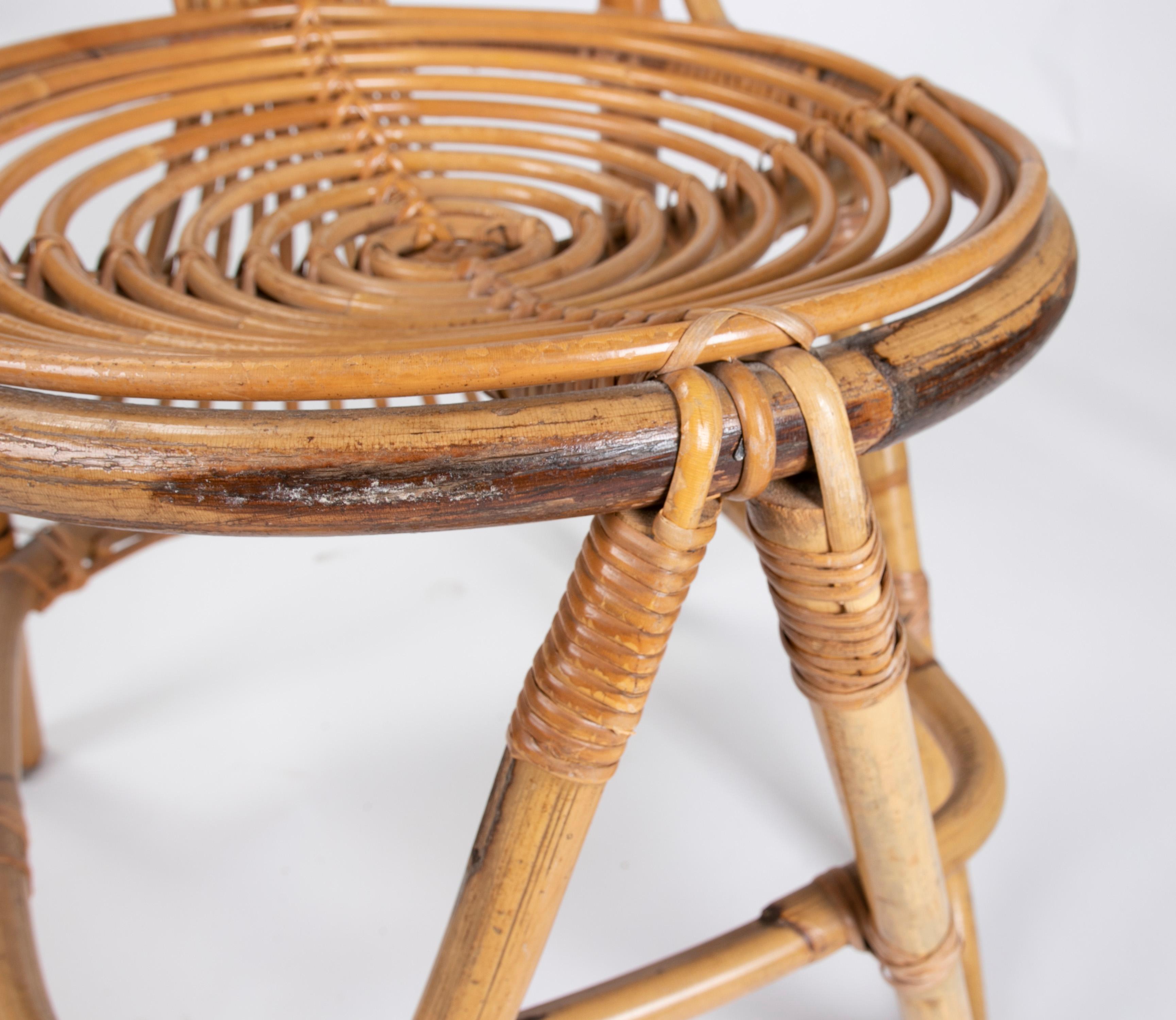 1970s Pair of Handmade Bamboo Wicker Chairs 5